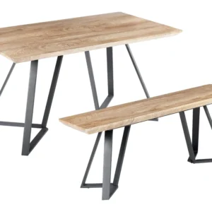 Dining Set Table Bench Light Wood Nero notte UPTON