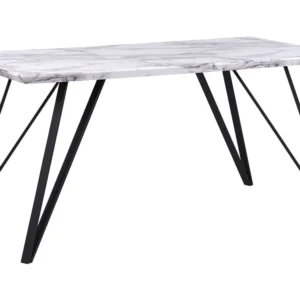 Dining Table 150 x 80 cm Marble Effect White Nero notte MOLDEN