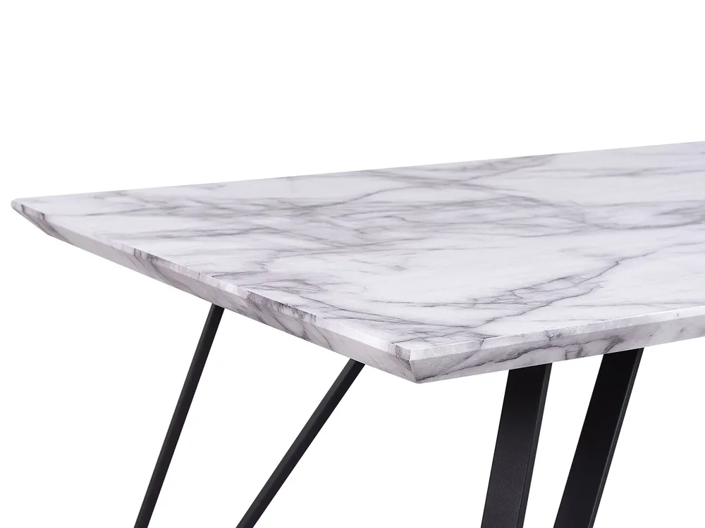 Dining Table 150 x 80 cm Marble Effect White Nero notte MOLDEN