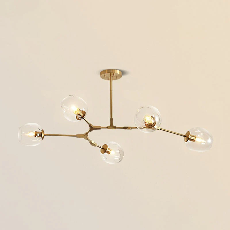Elegante Design Lampadario da soggiorno vetro trasparente con DNA postmoderno, lampadario sospensione oro