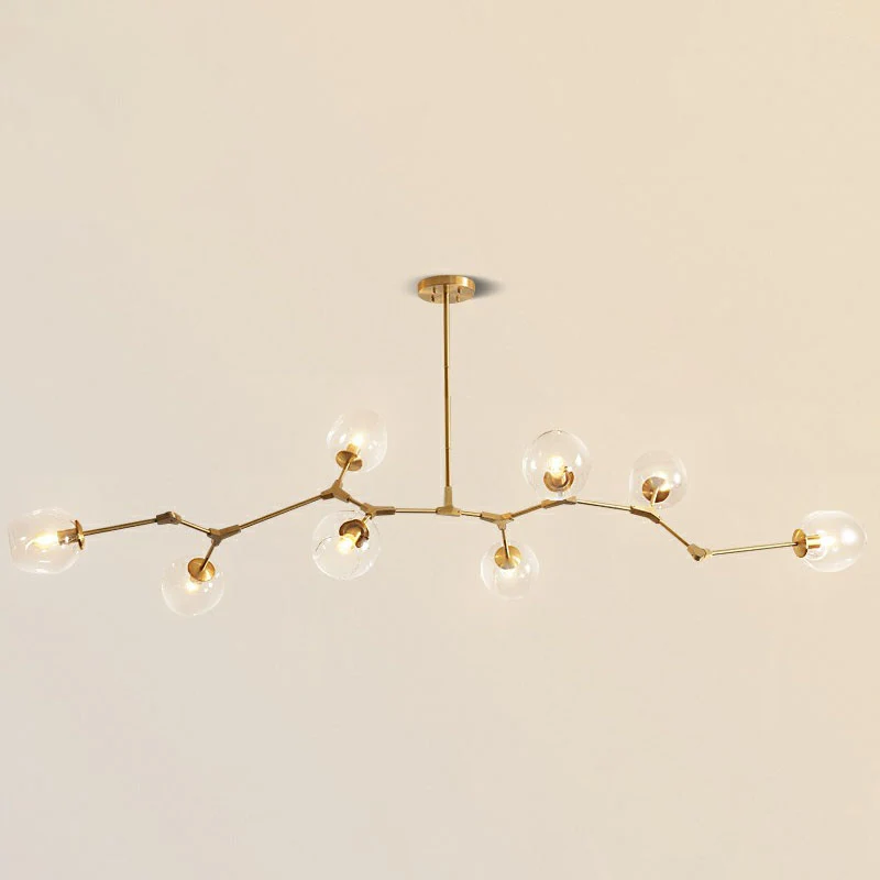Elegante Design Lampadario da soggiorno vetro trasparente con DNA postmoderno, lampadario sospensione oro