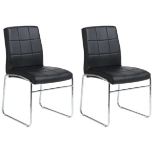 Faux Leather Set 2 Dining Chairs Nero notte KIRON