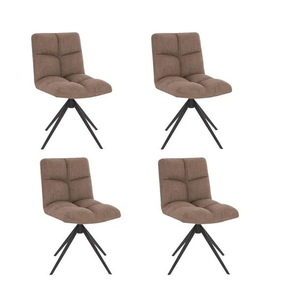 HOME DELUXE Set di 4 sedie da pranzo girevoli NODA - tessuto intrecciato grigio/marrone 50874