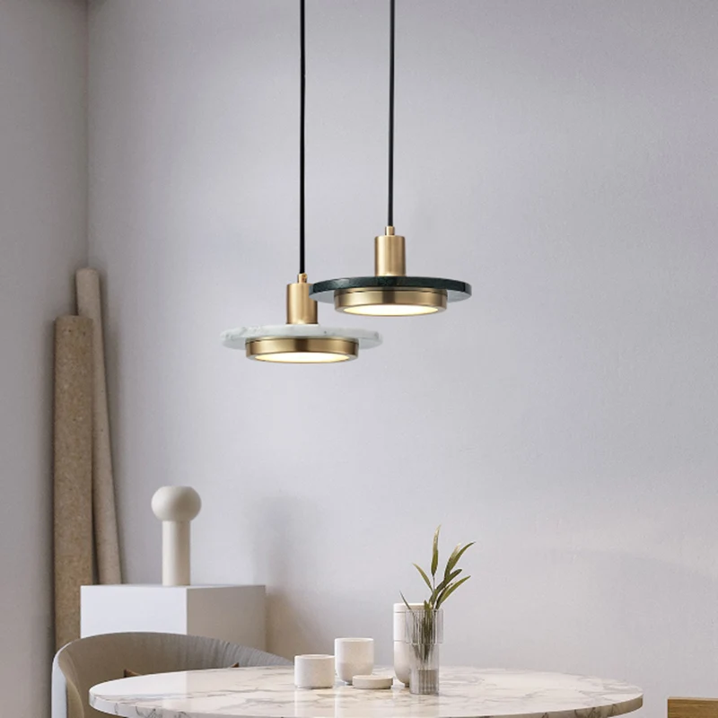 Illuminazione sospensione ombreggiata per sala da pranzo Plafoniera sospensione minimalista marmo 1 testa