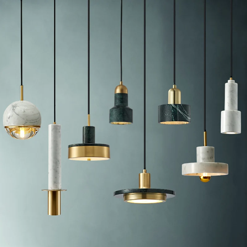 Illuminazione sospensione ombreggiata per sala da pranzo Plafoniera sospensione minimalista marmo 1 testa