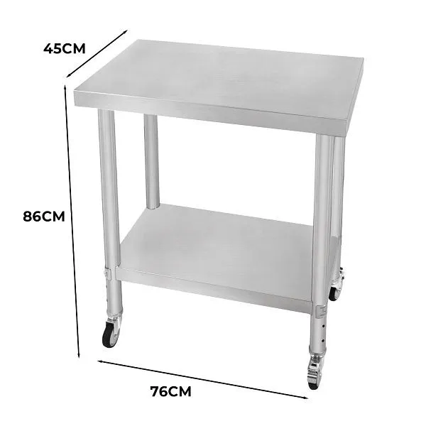 KuKoo Gastro tavolo da lavoro acciaio inossidabile tavolo da preparazione tavolo da cucina mobile 76 cm x 45 cm 211614