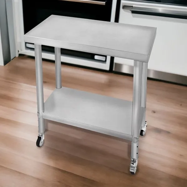 KuKoo Gastro tavolo da lavoro acciaio inossidabile tavolo da preparazione tavolo da cucina mobile 76 cm x 45 cm 211614