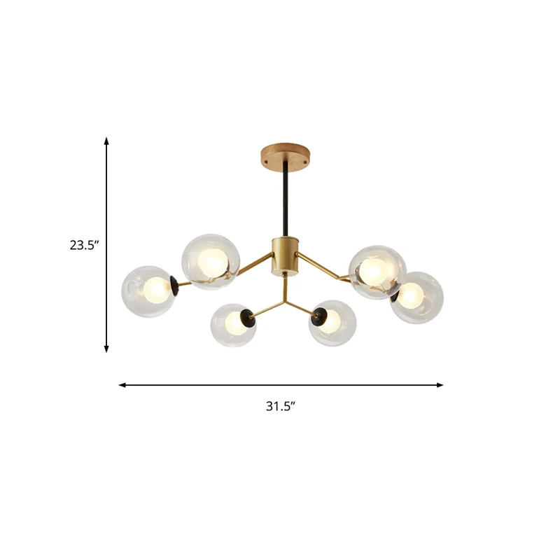 Lampadario contemporaneo forma di ramoscello con paralume sfera Lampada sospensione metallica 3/6/8/10 teste per sala da p...