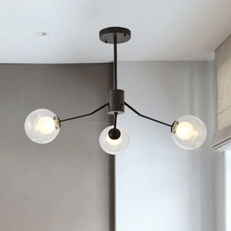 Lampadario contemporaneo forma di ramoscello con paralume sfera Lampada sospensione metallica 3/6/8/10 teste per sala da p...