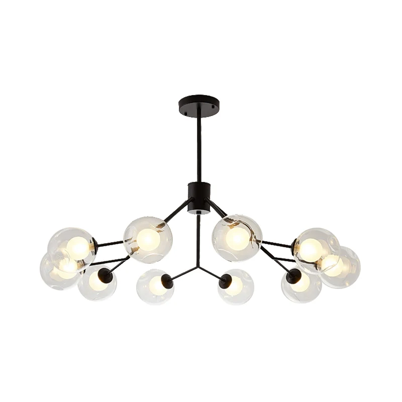 Lampadario contemporaneo forma di ramoscello con paralume sfera Lampada sospensione metallica 3/6/8/10 teste per sala da p...