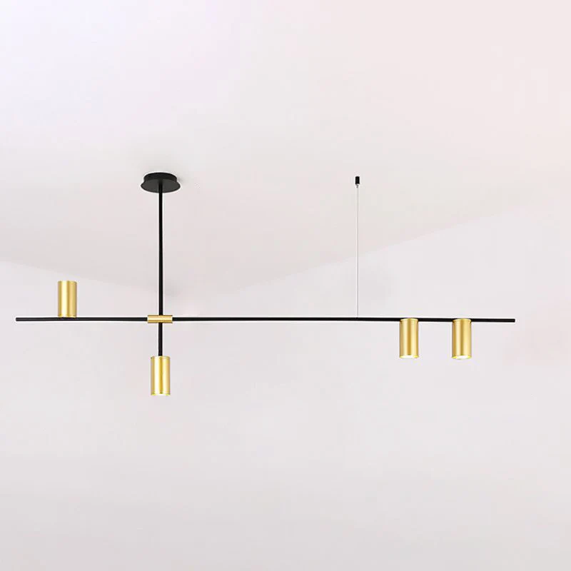 Lampadario postmoderno con braccio incrociato metallo, faretto da soggiorno, lampada sospensione nero e oro per Ricevimenti