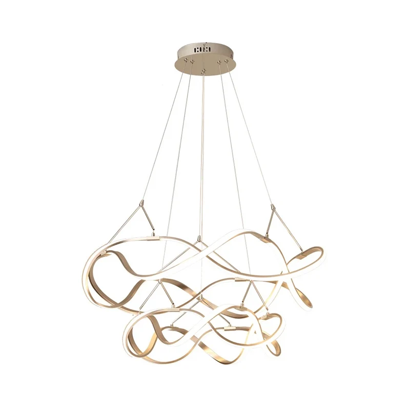 Lampadario sospensione LED metallo minimalista intrecciato 1/2 livelli cromo/oro per sala da pranzo, larghezza 31"/43" - C...