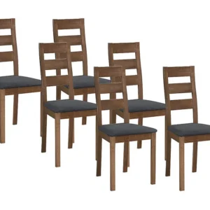 Lotto di 6 sedie per sala da pranzo. Faggio e tessuto. ALCINO