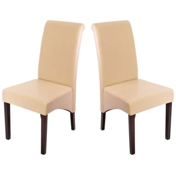 Mendler set di 2 sedia da pranzo sedia da cucina sedia M37 pelle crema piedi scuri 20073