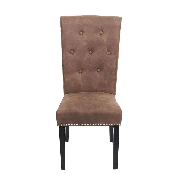 Mendler set di 2 sedie da pranzo Chesterfield II sedia sedia da cucina rivetti tessuto/tessuto marrone gambe scure 82880