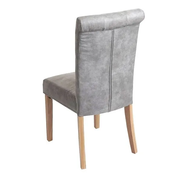 Mendler set di 2 sedie da pranzo Chesterfield II sedia sedia da cucina rivetti tessuto/tessuto grigio limpido gambe chiare...