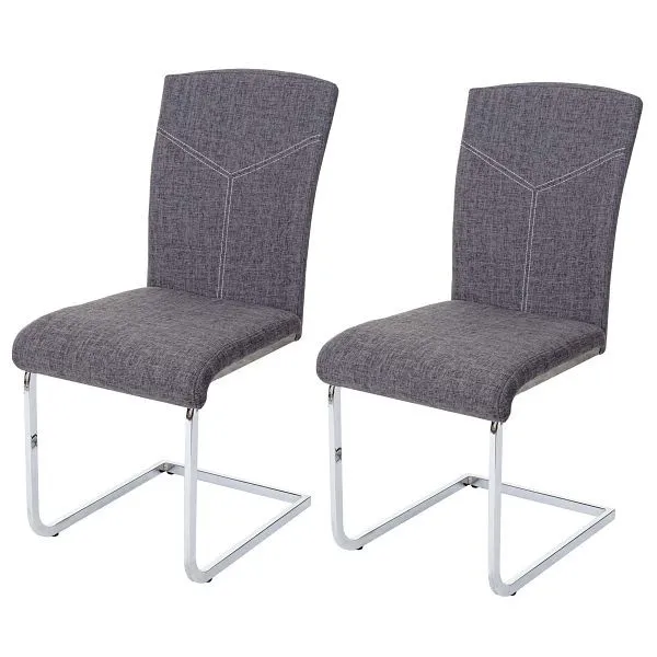 Mendler set di 2 sedie da pranzo HWC-F36 sedia da cucina sbalzo sedia da conferenza tessuto/tessuto grigio 69525