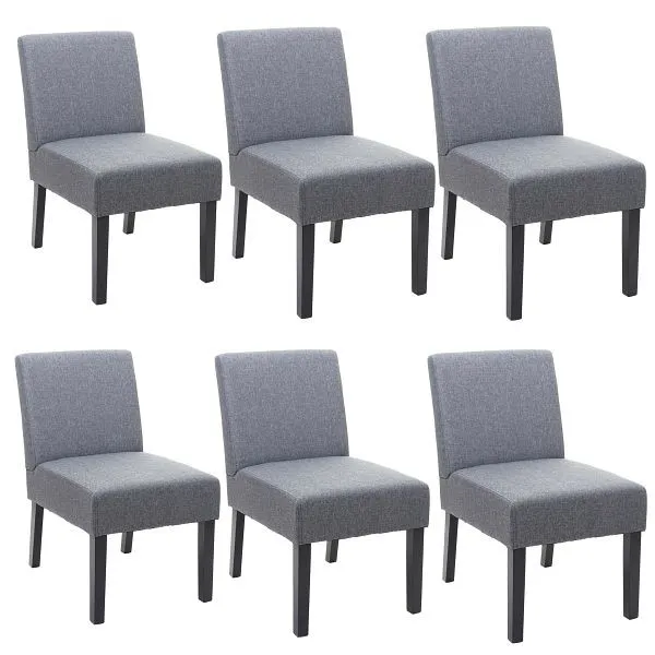 Mendler Set di 6 sedie da pranzo HWC-F61 sedia lounge chair tessuto/tessuto grigio tenebroso 3x70172