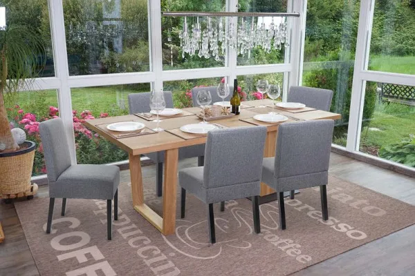 Mendler Set di 6 sedie da pranzo HWC-F61 sedia lounge chair tessuto/tessuto grigio tenebroso 3x70172