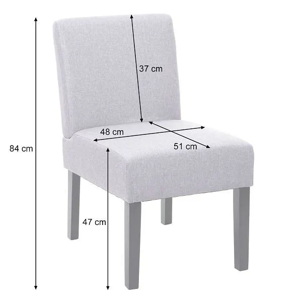 Mendler Set di 6 sedie da pranzo HWC-F61 sedia lounge chair tessuto/tessuto grigio tenebroso 3x70172