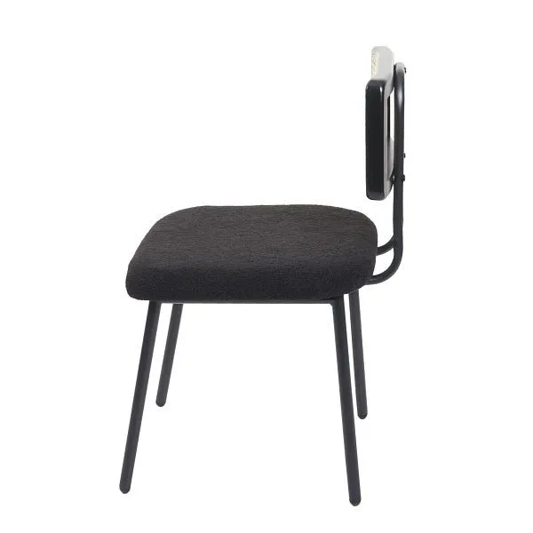 Mendler set di 2 sedie da pranzo HWC-K88 sedia poltrona legno poly-rattan metallo bouclé tessuto/tessuto nero 97708