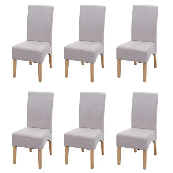 Mendler set di 6 sedie da pranzo Latina sedia da cucina tessuto/tessuto sabbia crema gambe chiare 3x74641