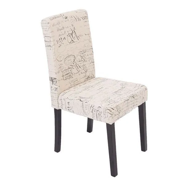 Mendler set di 6 sedie da pranzo sedie da cucina Littau tessuto con scritta crema gambe scure 18714+28639