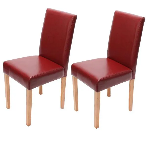 Mendler set di 6 sedie da pranzo sedie da cucina Littau pelle rosso gambe chiare 7979+24486