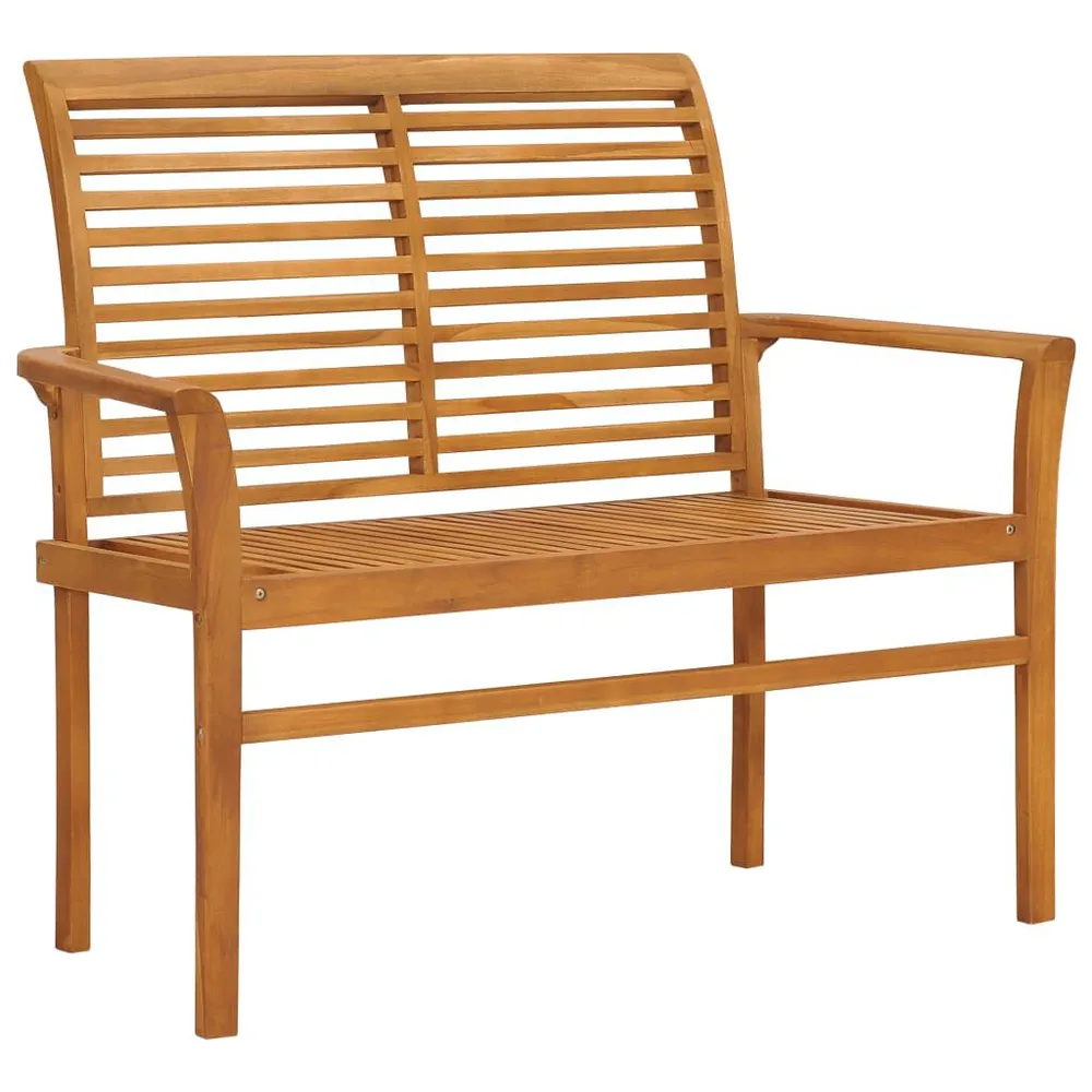 Panca da Giardino con Cuscino Rosso Quadri 112 cm Legno Teak