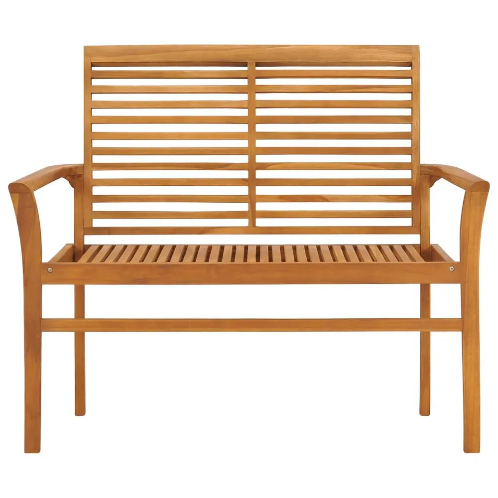 Panca da Giardino con Cuscino Rosso Quadri 112 cm Legno Teak