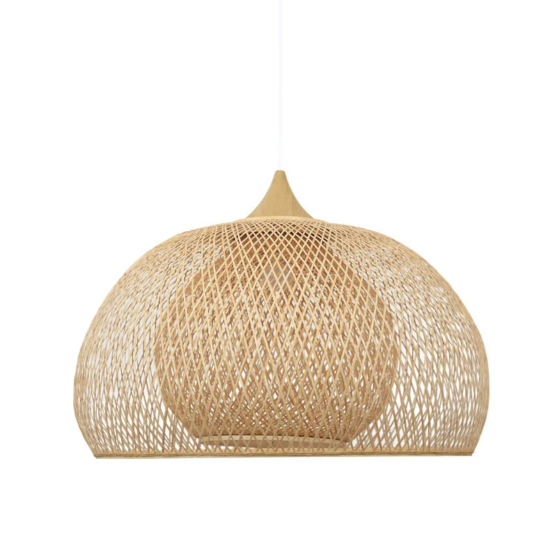 Plafoniera cupola stile asiatico Lampada sospensione sospensione singola bambù per sala da tè legno
