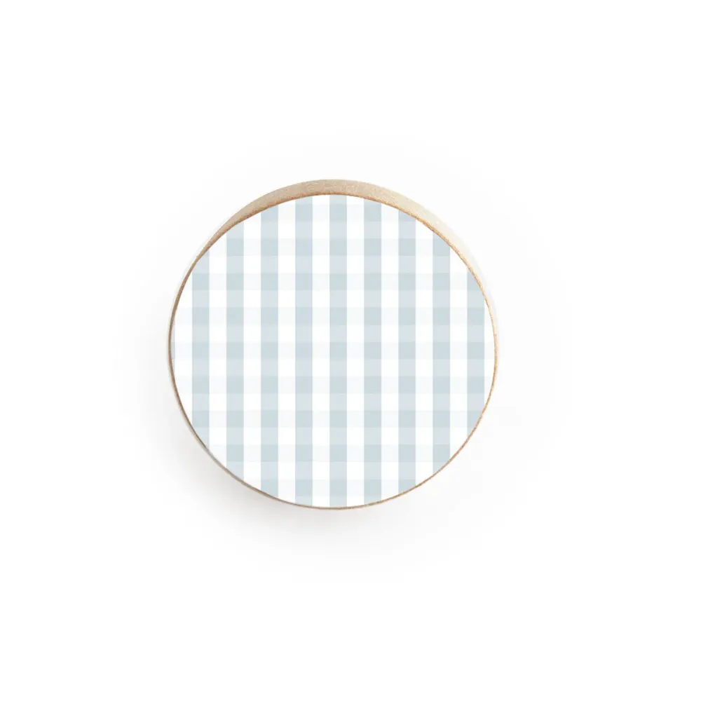 Pomo de puerta de madera con diseño de cuadros vichy en relieve (varios colores disponibles)