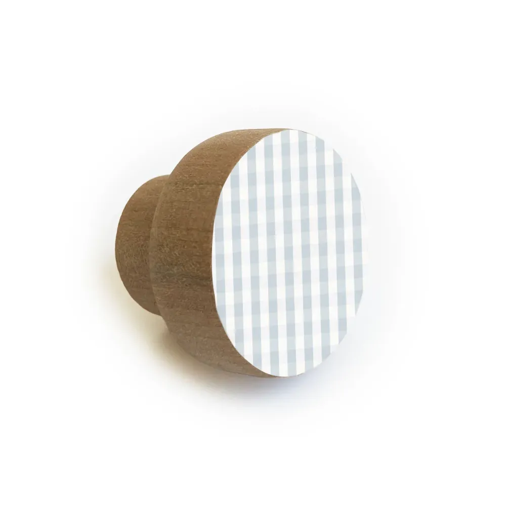 Pomo de puerta de madera con diseño de cuadros vichy en relieve (varios colores disponibles)