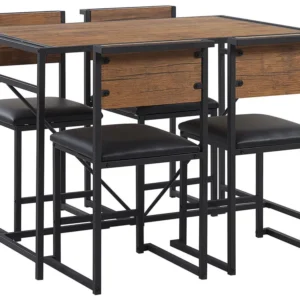4 Seater Dining Set Dark Wood Nero puro BURTON