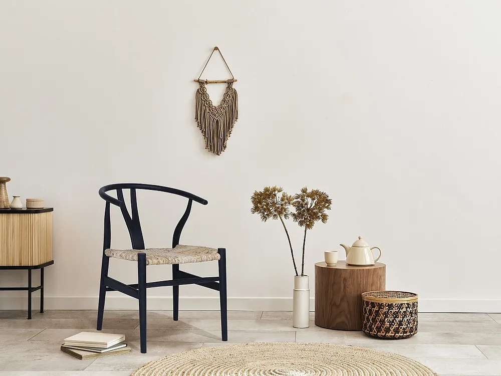 Sedia Teak e Paglia Naturale e Nero Lotto di 6 POGIANA