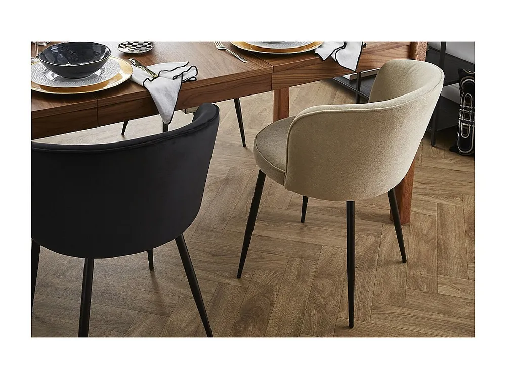 Sedie design tessuto effetto velluto crema (set di 2) SERIF