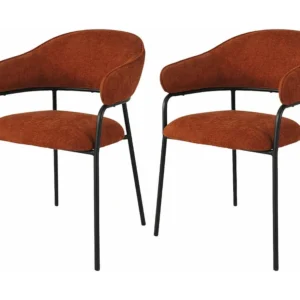 Sedie Rebecca Mobili Dombeya 82,5x57x56,5 Tessuto Poliestere Acciaio Arancione Nero Contemporaneo SET 2 pezzi