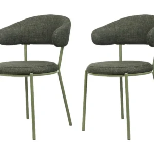 Sedie Rebecca Mobili Zeita 80,5x47,5x57,5 Tessuto Poliestere Acciaio Verde Recente SET 2 pezzi