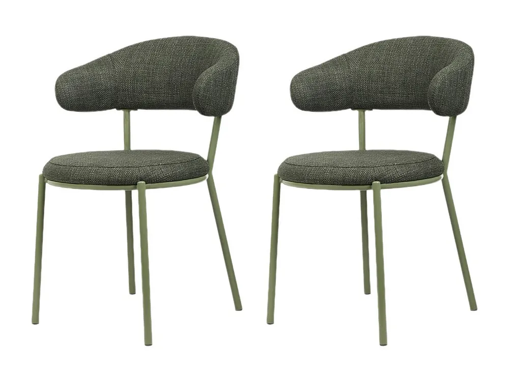 Sedie Rebecca Mobili Zeita 80,5x47,5x57,5 Tessuto Poliestere Acciaio Verde Recente SET 2 pezzi
