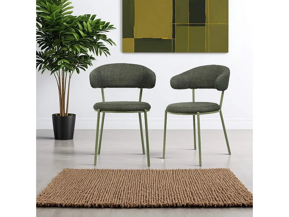 Sedie Rebecca Mobili Zeita 80,5x47,5x57,5 Tessuto Poliestere Acciaio Verde Recente SET 2 pezzi