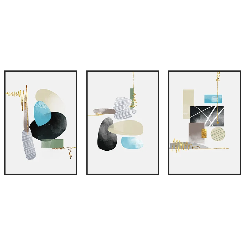 Set di arte da parete strutturata moderna astratta con stampa su tela forma geometrica dai colori tenui per la casa