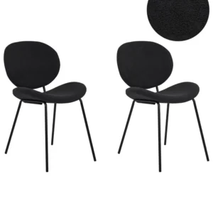 Set 2 Boucle Dining Chairs Nero notte LUANA