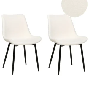 Set 2 Boucle Dining Chairs White AVILLA
