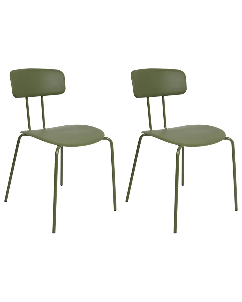 Set 2 Dining Chairs Green SIBLEY