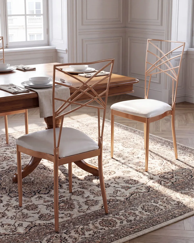 Set 2 Dining Chairs Rose Gold GIRARD