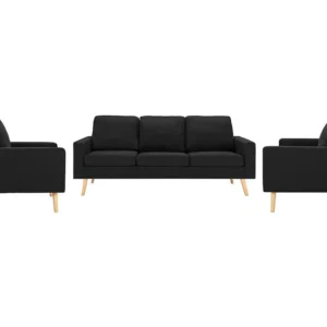 Set Divani 3 pz Tessuto Nero