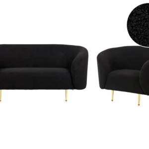 Set divano 3 posti bouclé nero LOEN