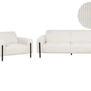 Set di divano 4 posti velluto coste bianco ASKIM