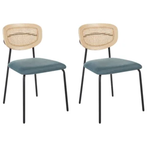 Set 2 Fabric Dining Chairs Blue MAYETTA