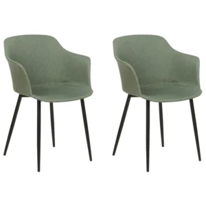 Set 2 Fabric Dining Chairs Dark Green ELIM